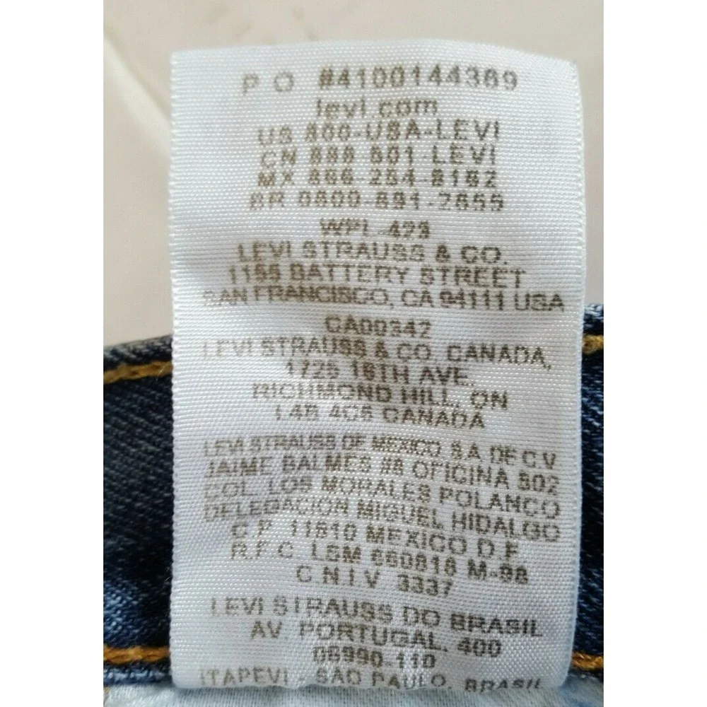 Levi Levi's 501 Men's Jeans 36x30 Straight Fit Button Fly Blue 100% Cotton
